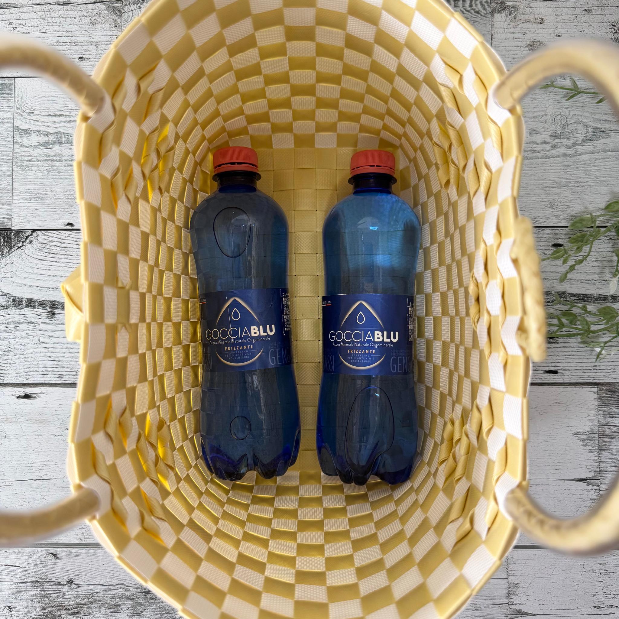 プラカゴバッグ　Mサイズ　花柄　ライトイエロー×ホワイト　プラカゴ　ppバンド | 4枚目