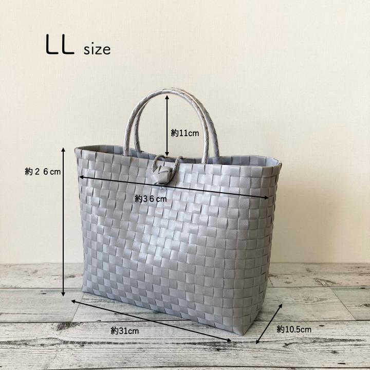 プラカゴバッグ　A4対応　LLサイズ　花柄　レット×ベージュ　プラかごバッグ　ppバンド | 5枚目