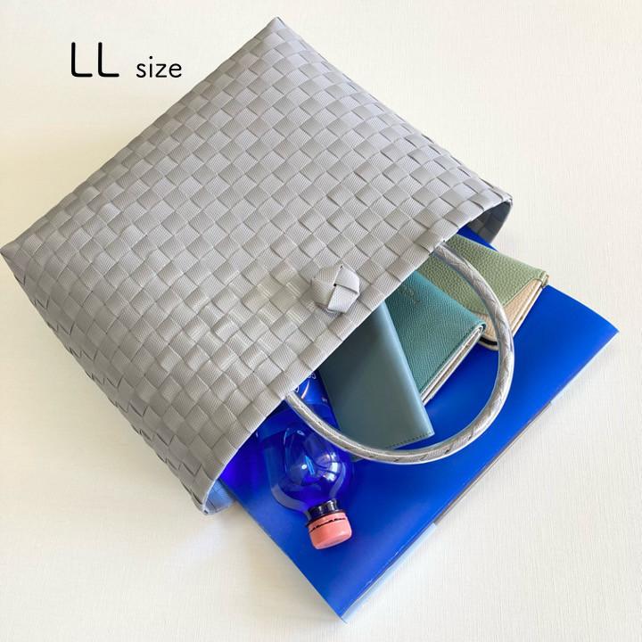 プラカゴバッグ　A4対応　LLサイズ　花柄　レット×ベージュ　プラかごバッグ　ppバンド | 6枚目