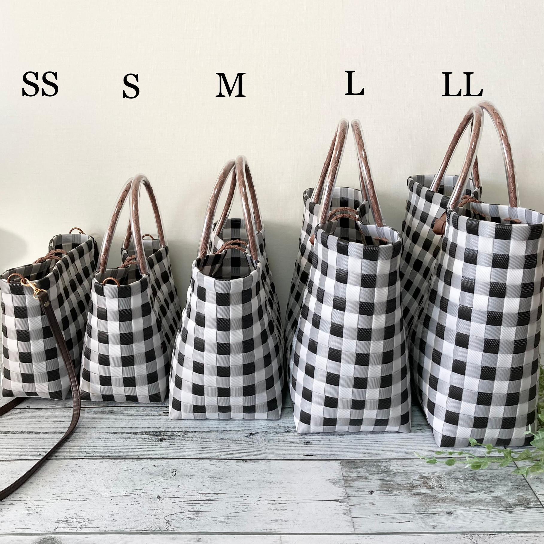 プラカゴバッグ　A4対応　LLサイズ　花柄　レット×ベージュ　プラかごバッグ　ppバンド | 7枚目