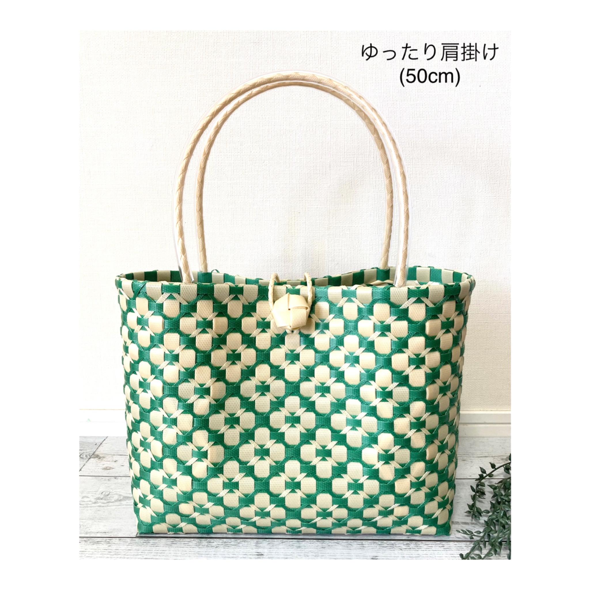 プラカゴバッグ　A4対応　LLサイズ　花柄　レット×ベージュ　プラかごバッグ　ppバンド | 8枚目