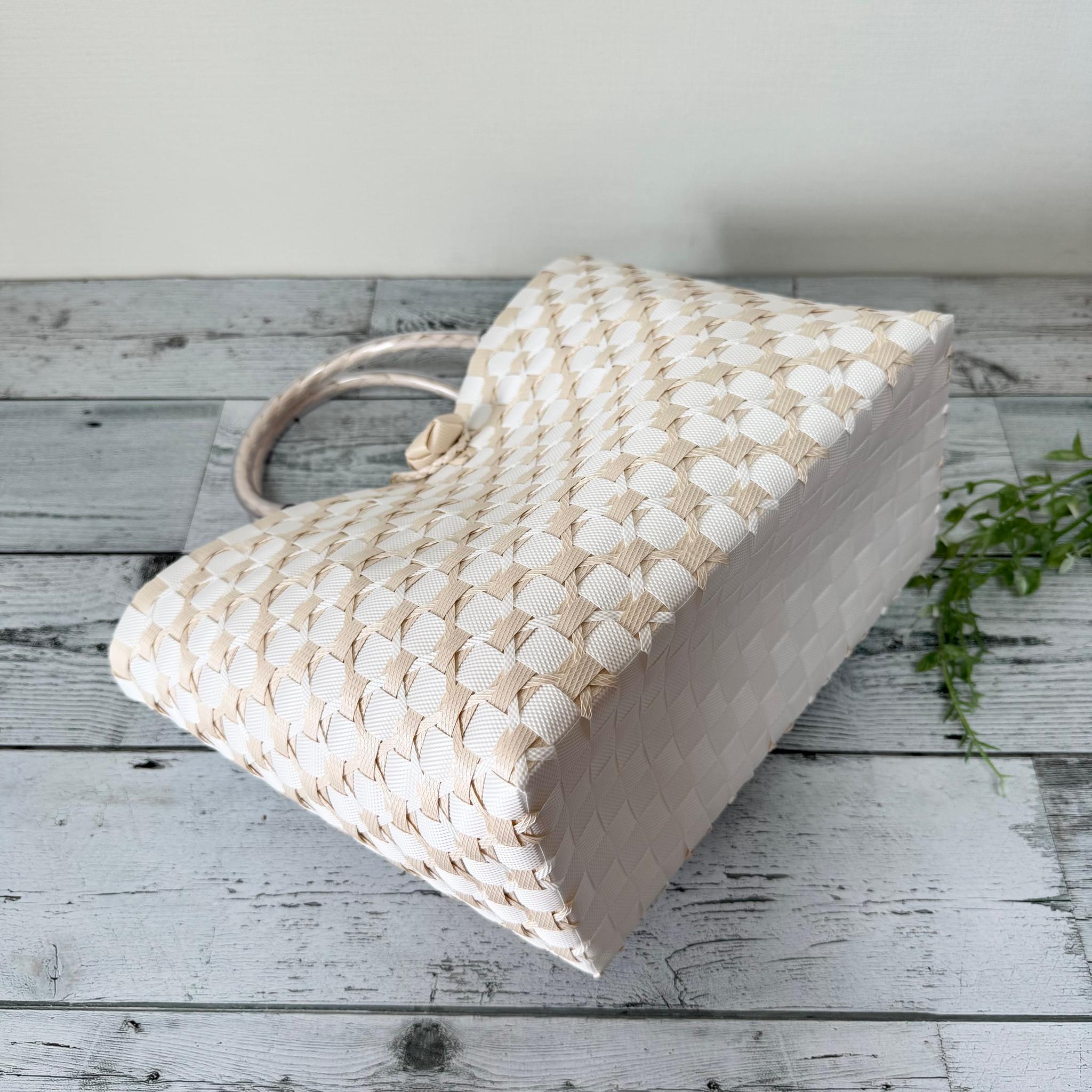 プラカゴバッグ　Lサイズ　花柄　オフホワイト　プラカゴ | 3枚目