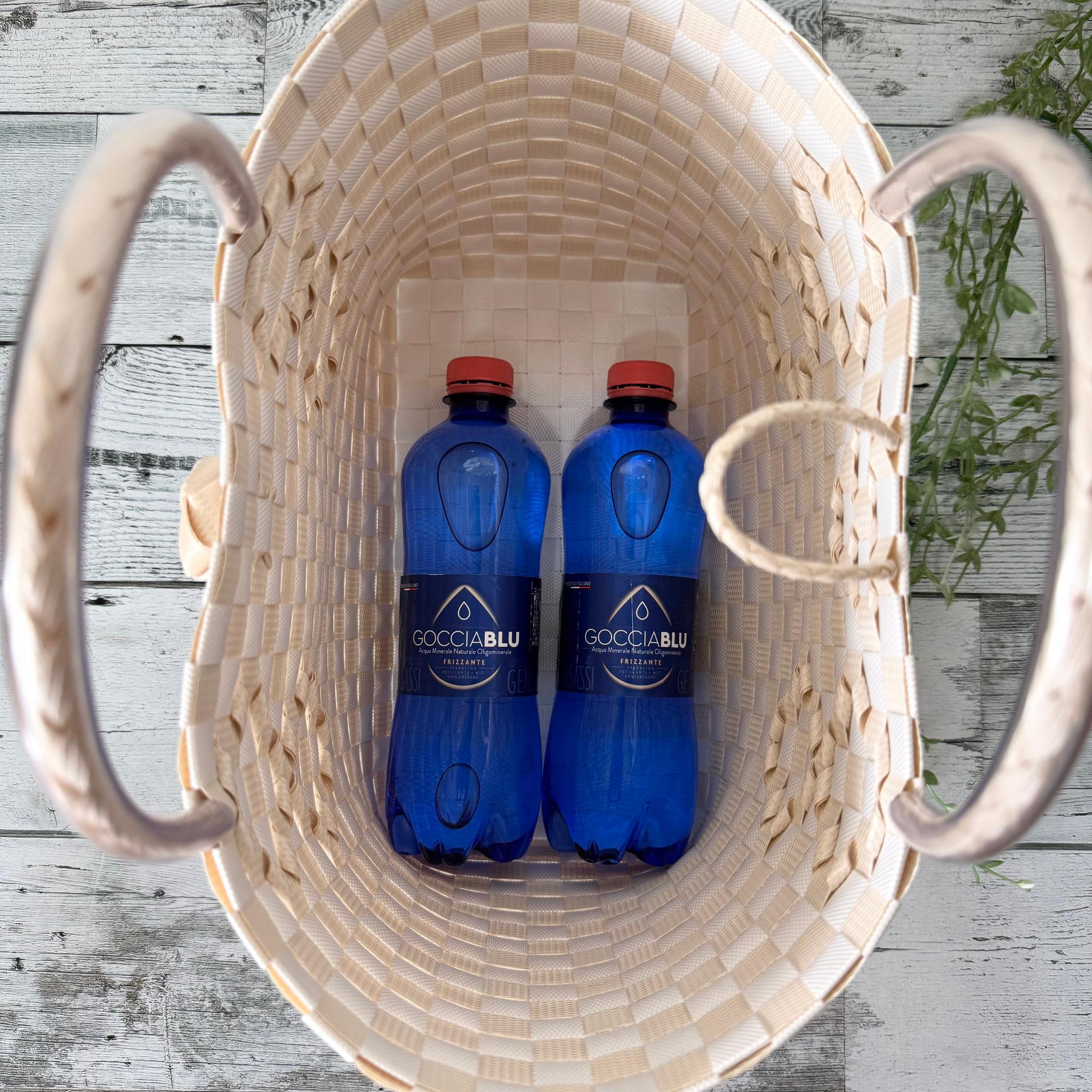 プラカゴバッグ　Lサイズ　花柄　オフホワイト　プラカゴ | 4枚目