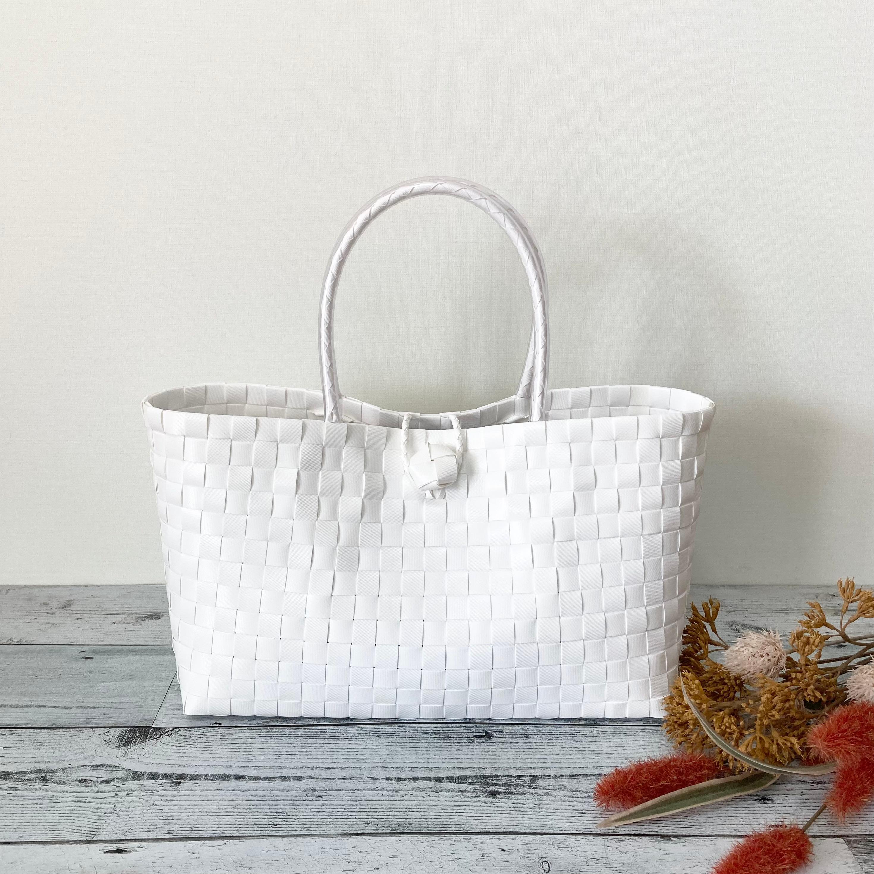 プラカゴバッグ　LLサイズ　ワイド&ショート　ホワイト　A4対応　プラかご1枚目の画像