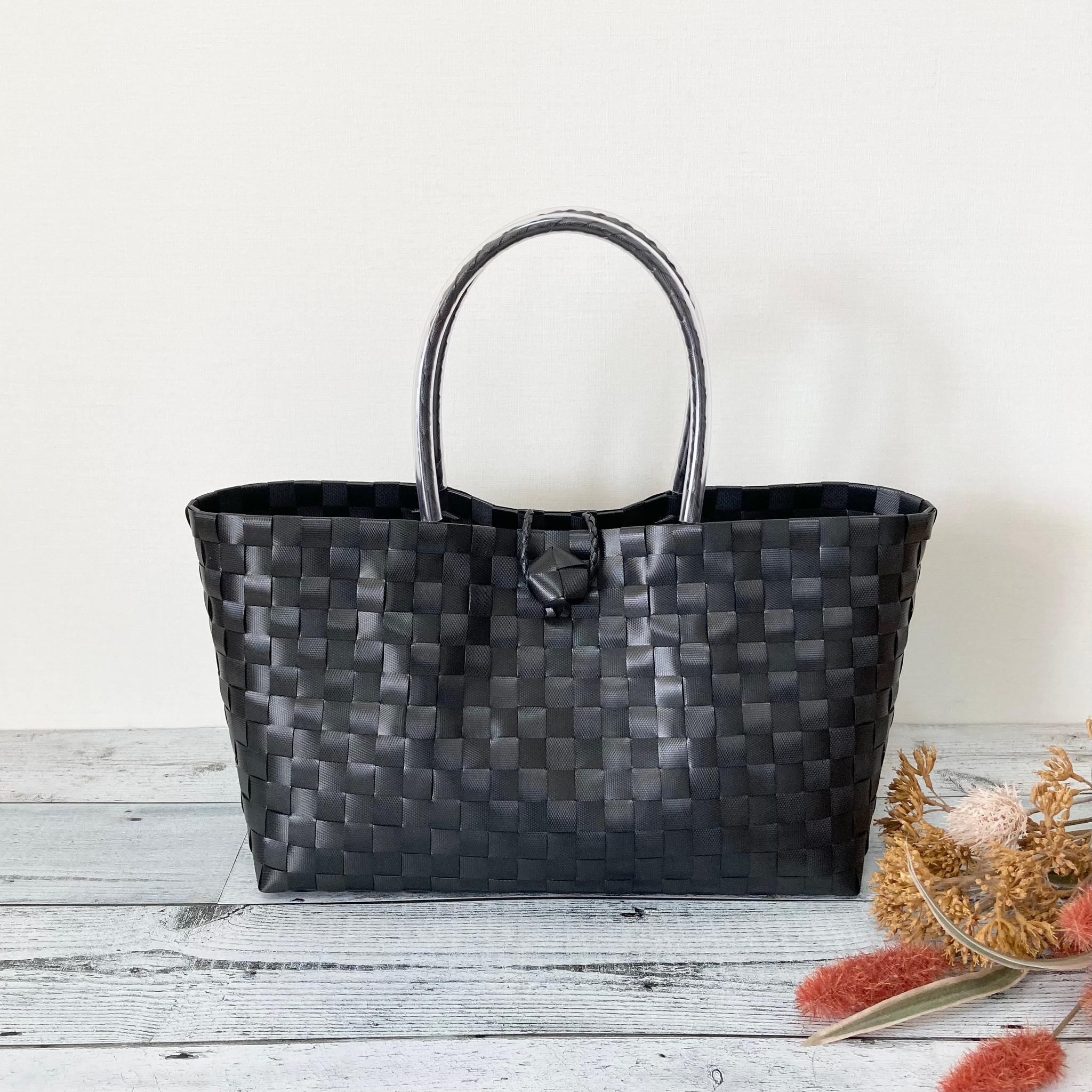 プラカゴバッグ　LLサイズ　ワイド&ショート　ブラック　A4対応　プラかご